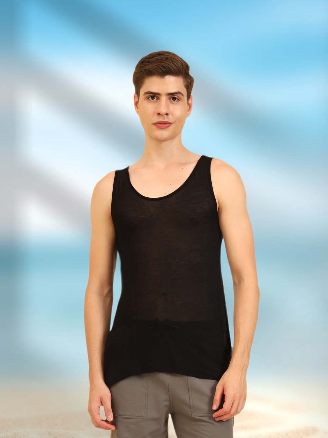 Flexy Feel Comfy Light Sleeveless Sando Black
