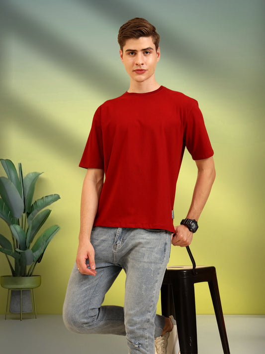 Oversize Simply Soft Fit T-Shirt Maroon