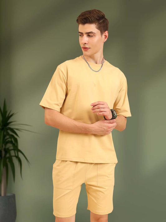 Perfect Pair Relaxed Fit Deo Soft Co Ord Set Beige