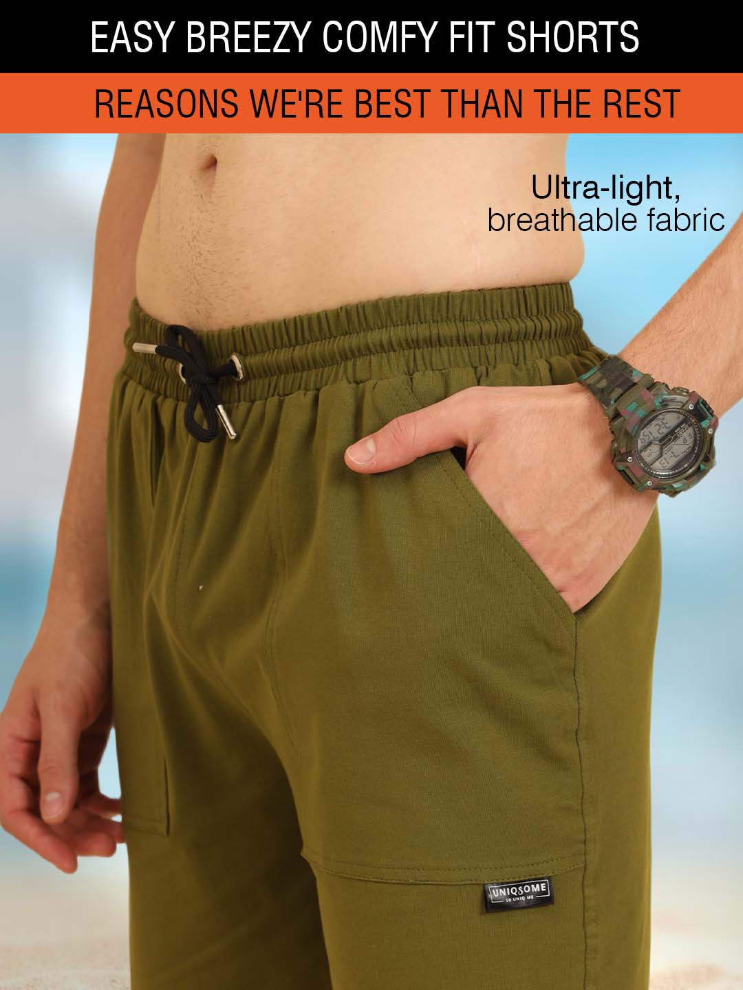 Easy Breezy comfy Fit Shorts Olive Green