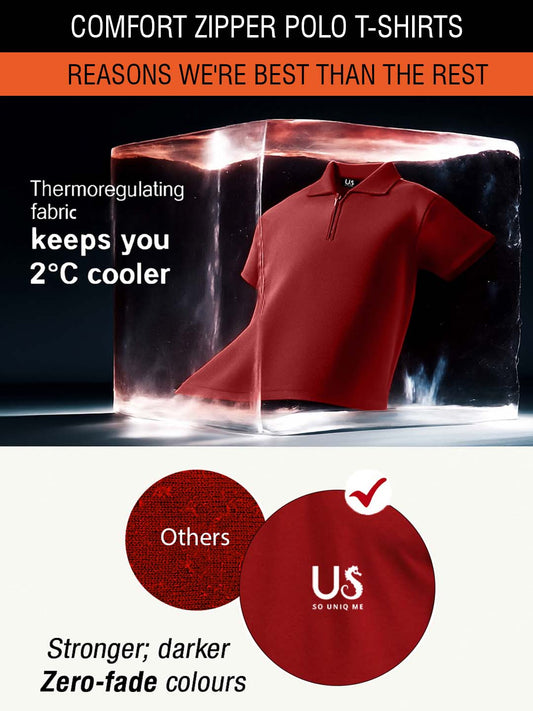 Pure Comfort Zipper Polo T-Shirt Maroon