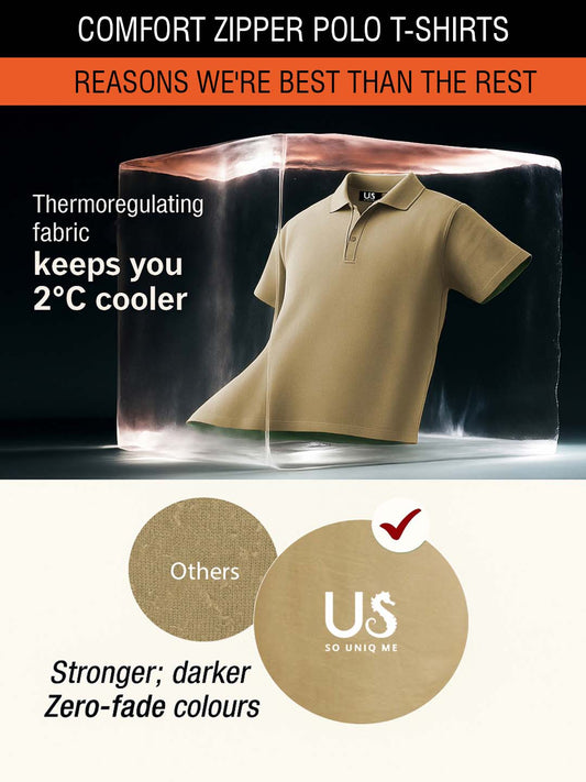Pure Comfort Zipper Polo T-Shirt Pista
