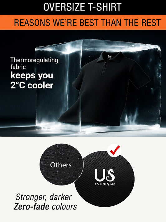 Refined Fit Polo Zipper T-Shirt Black