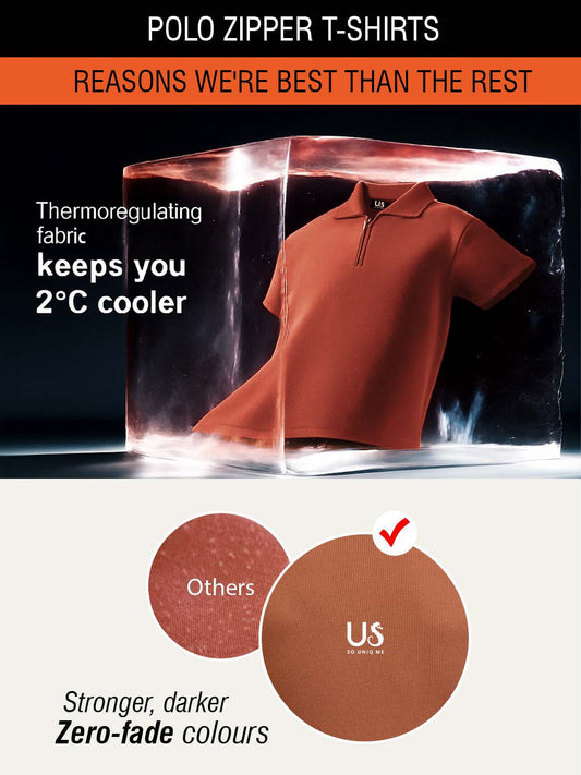 Refined Fit Polo Zipper T-Shirt Brown