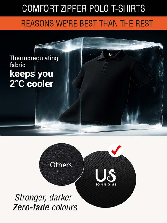Pure Comfort Zipper Polo T-Shirt Black