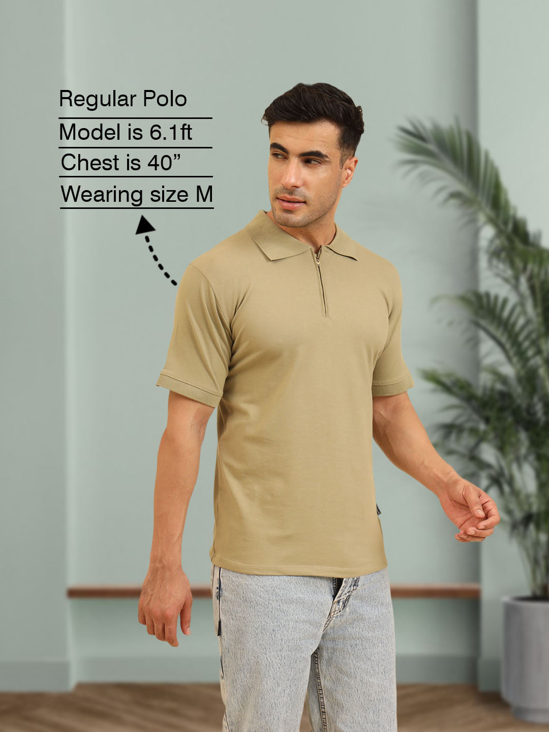 Pure Comfort Zipper Polo T-Shirt Pista