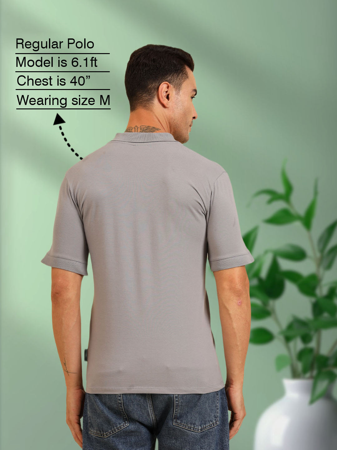 Pure Comfort Button Polo T-Shirt Grey