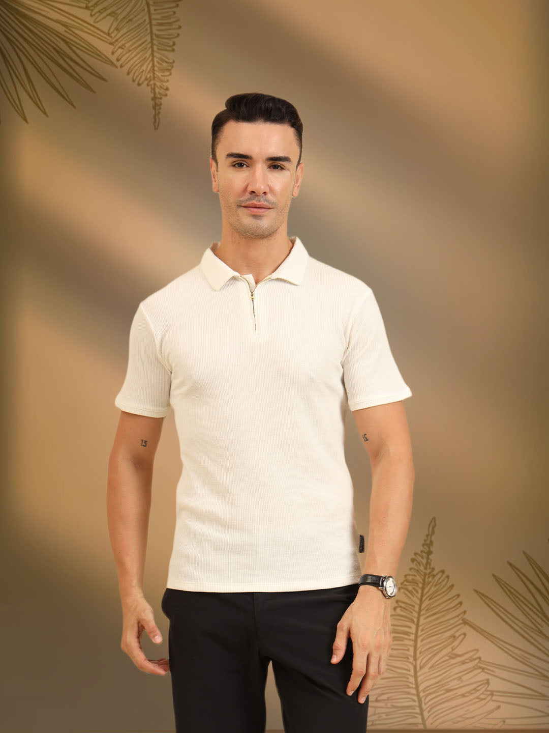 Refined Fit Polo Zipper T-Shirt White