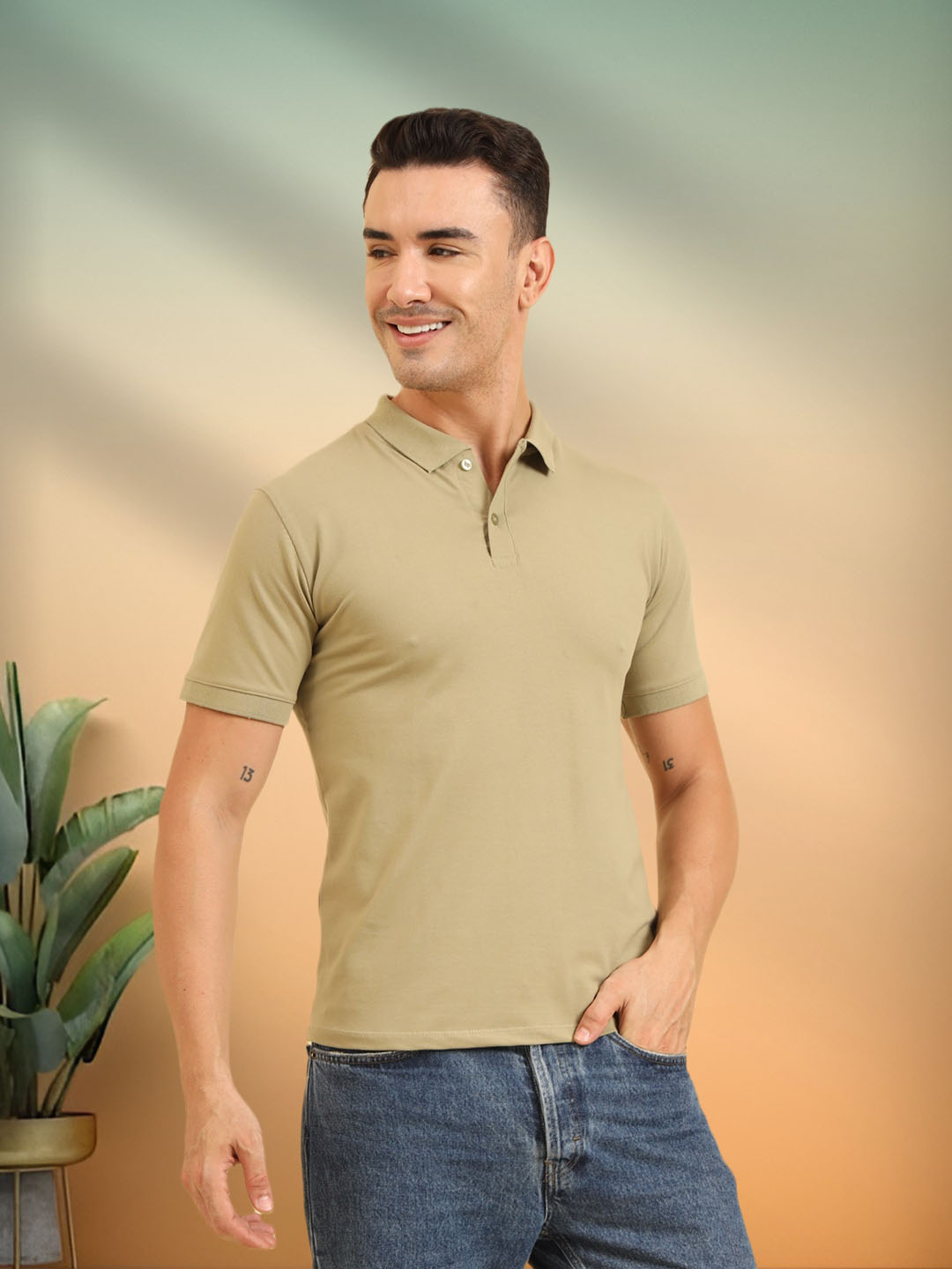 Pure Comfort Button Polo T-Shirt  Pista