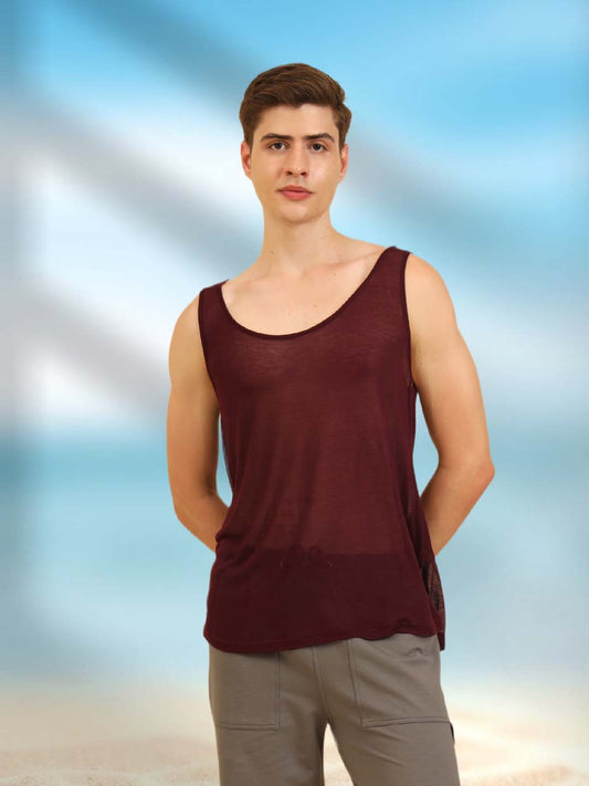 Flexy Feel Comfy Light Sleeveless Sando Maroon