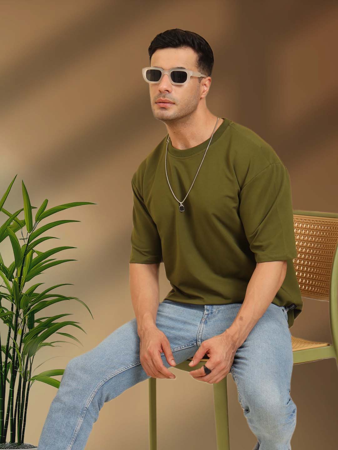 True Threads Oversized T-Shirt Olive Green