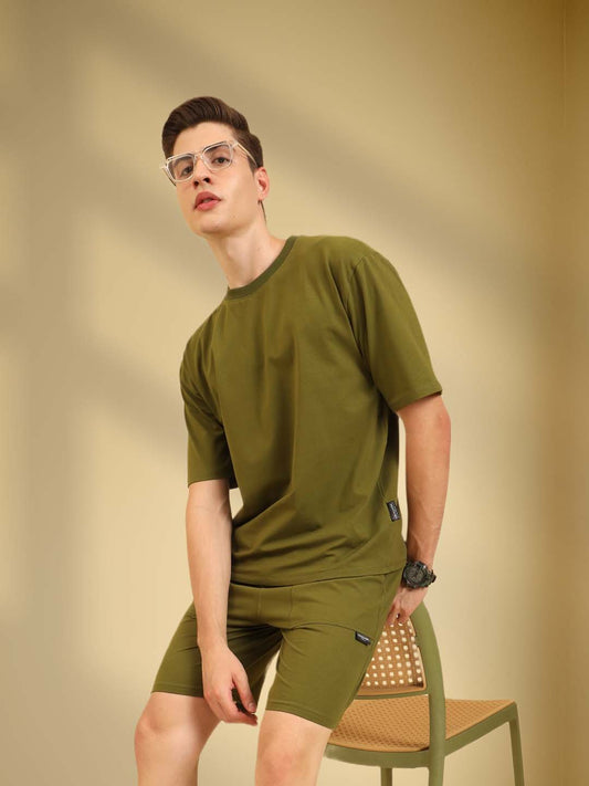 Perfect Pair Relaxed Fit Deo Soft Co Ord Set Olivegreen