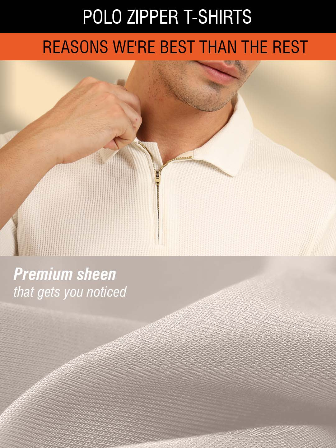 Refined Fit Polo Zipper T-Shirt White