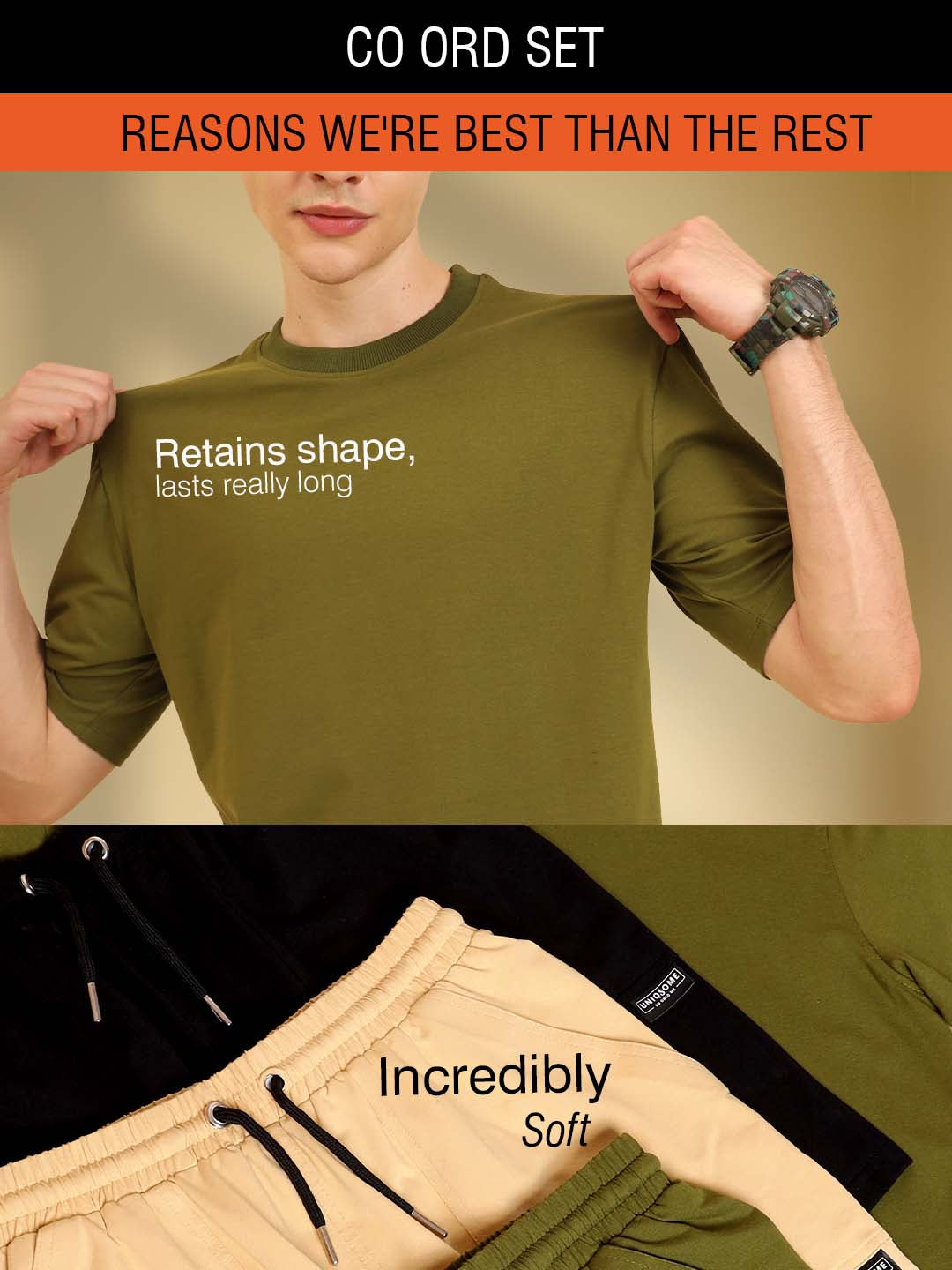 Perfect Pair Relaxed Fit Deo Soft Co Ord Set Olivegreen