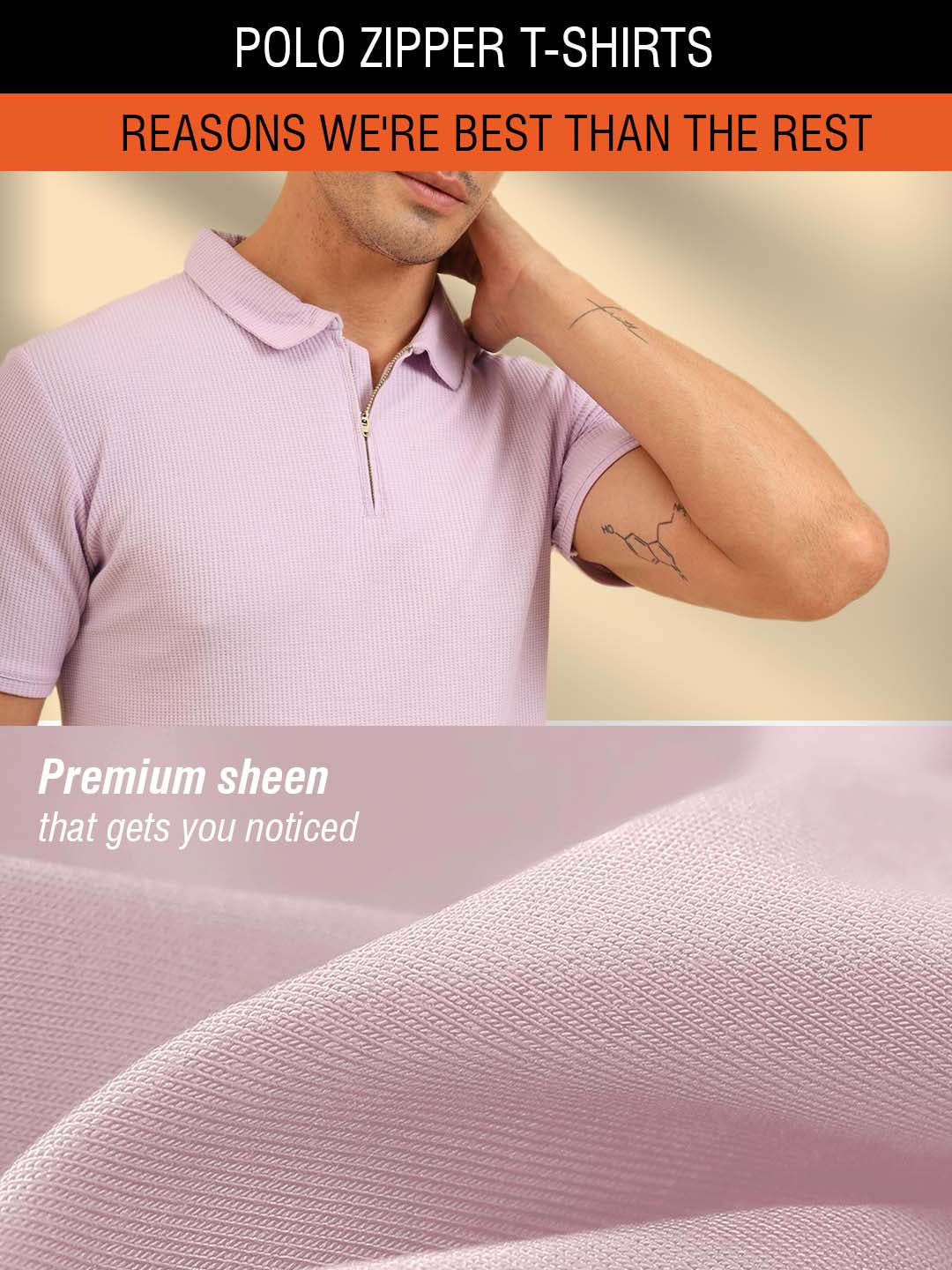 Refined Fit Polo Zipper T-Shirt Lavender