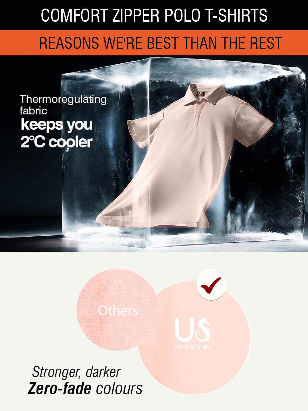 Pure Comfort Zipper Polo T-Shirt Pink