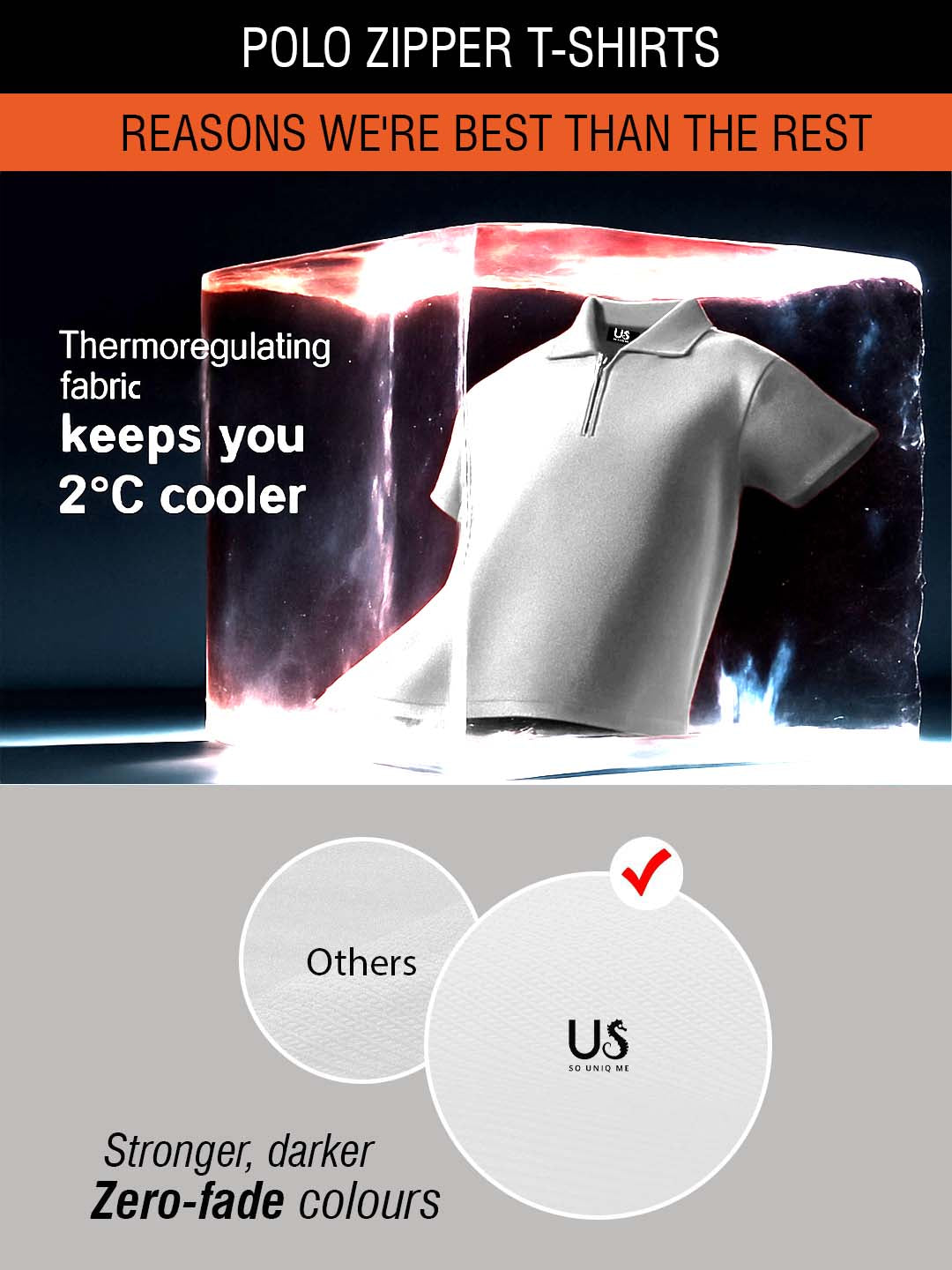 Refined Fit Polo Zipper T-Shirt Grey