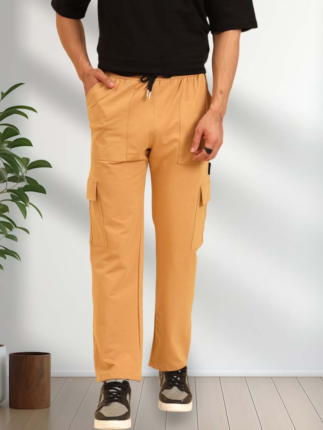 Bold Move Regular Fit Joggers Beige