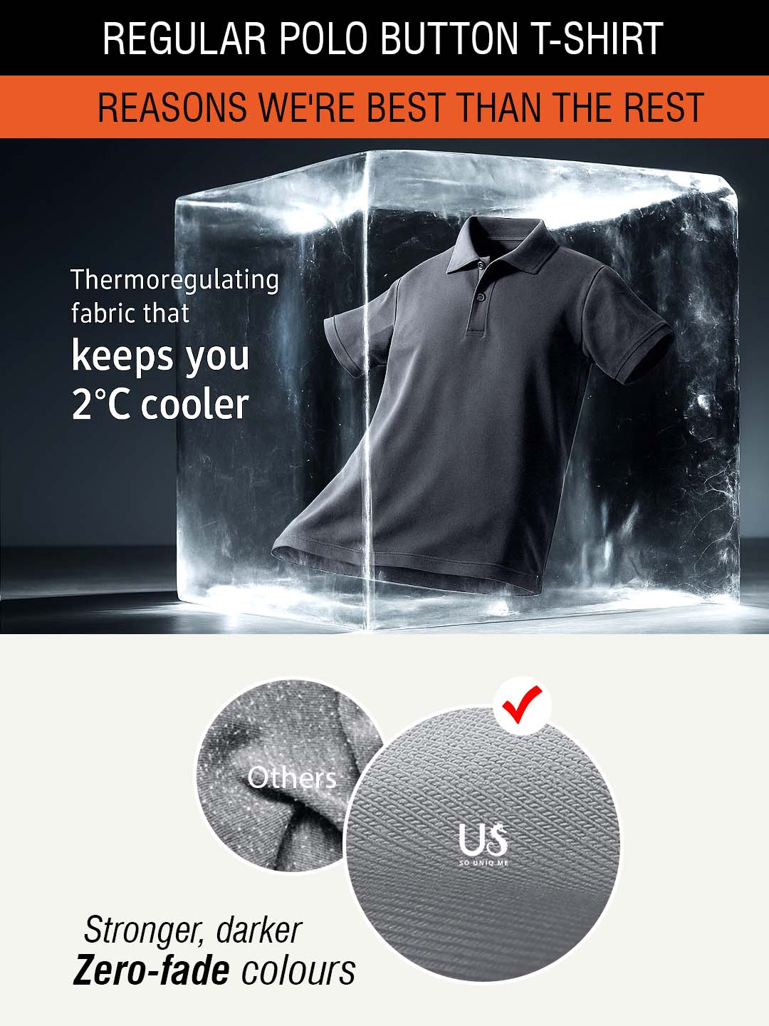 Pure Comfort Button Polo T-Shirt  Grey