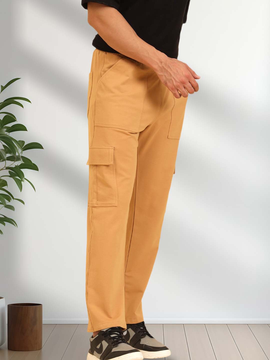 Bold Move Regular Fit Joggers Beige