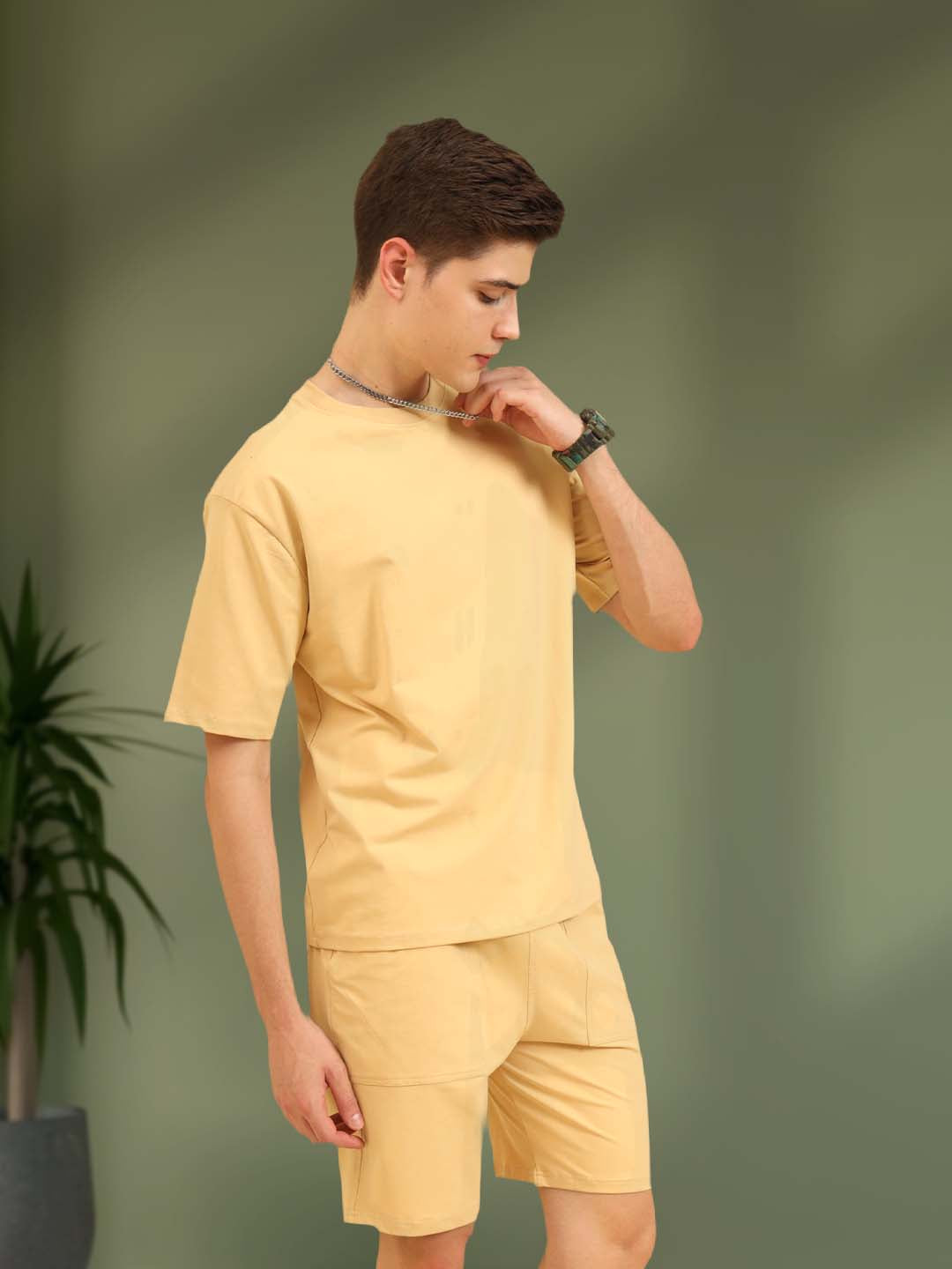 Perfect Pair Relaxed Fit Deo Soft Co Ord Set Beige