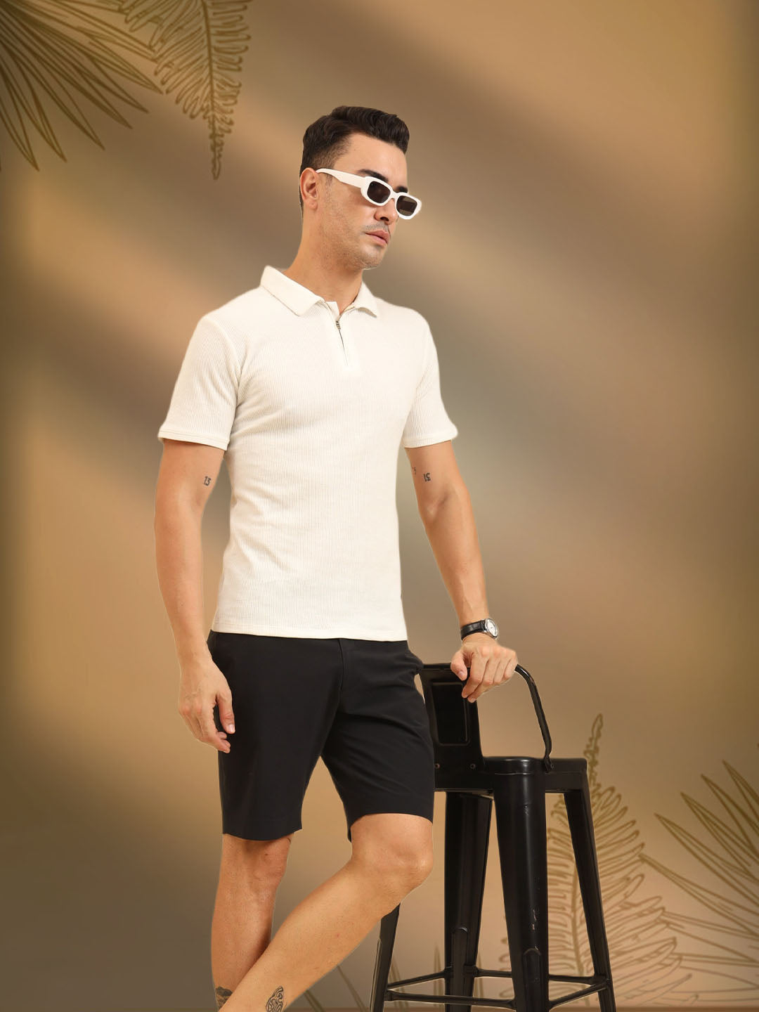 Refined Fit Polo Zipper T-Shirt White
