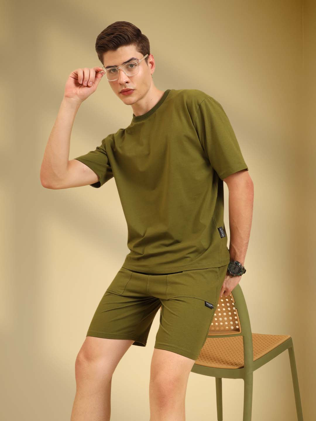 Perfect Pair Relaxed Fit Deo Soft Co Ord Set Olivegreen