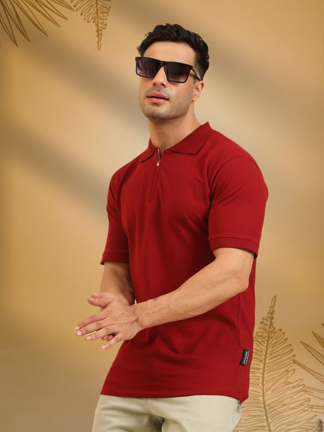 Pure Comfort Zipper Polo T-Shirt Maroon