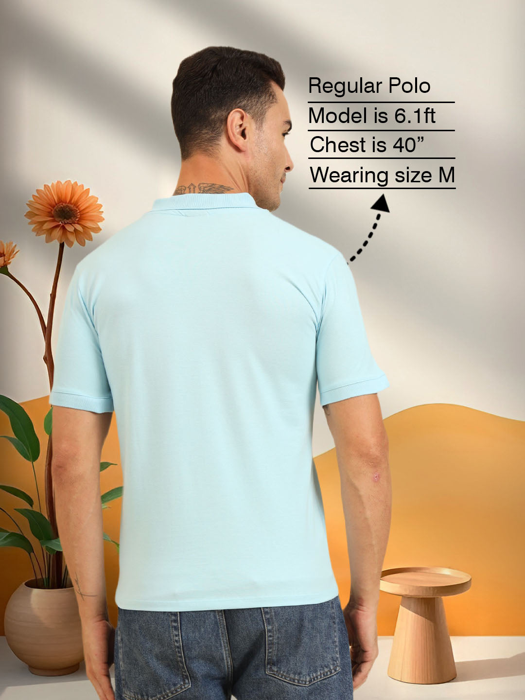 Pure Comfort Button Polo T-Shirt  Sky