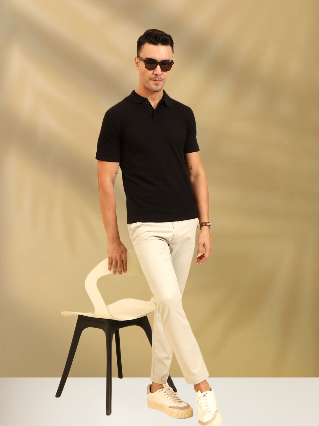 Pure Comfort Button Polo T-Shirt Black