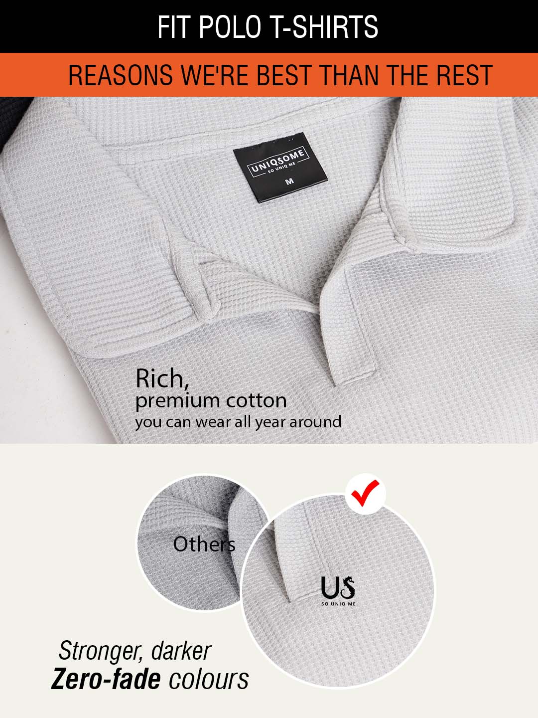 Refined Fit Polo Zipper T-Shirt Grey