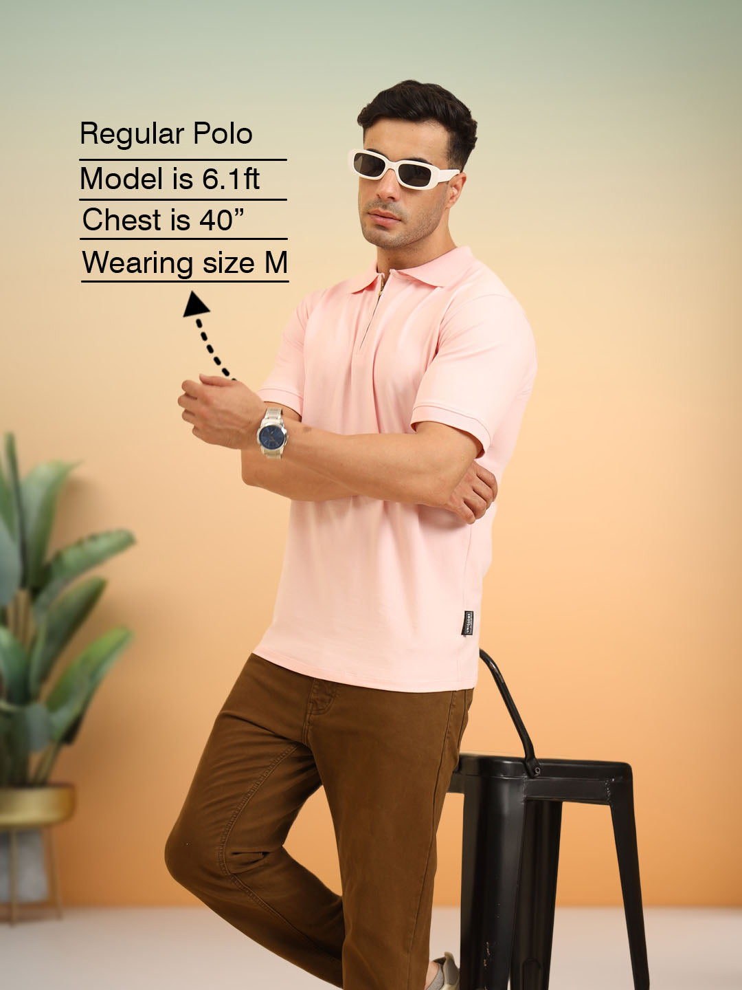 Pure Comfort Zipper Polo T-Shirt Pink