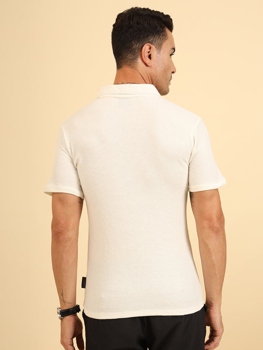 Refined Fit Polo Zipper T-Shirt White