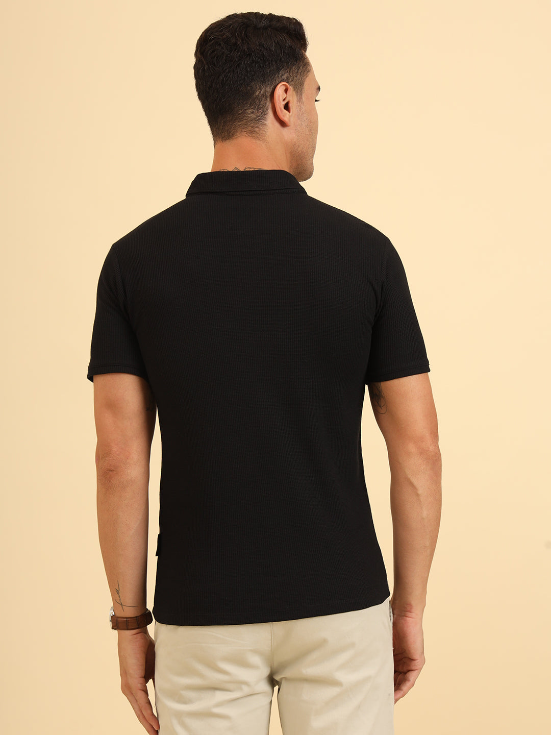 Refined Fit Polo Zipper T-Shirt Black