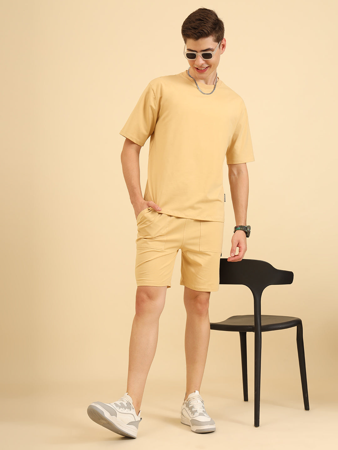 Perfect Pair Relaxed Fit Deo Soft Co Ord Set Beige