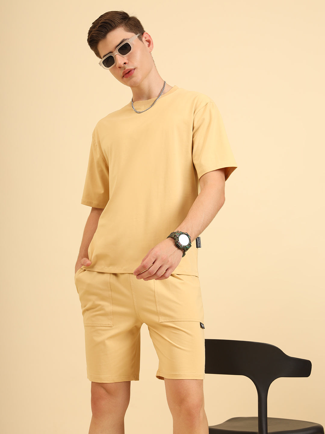 Perfect Pair Relaxed Fit Deo Soft Co Ord Set Beige