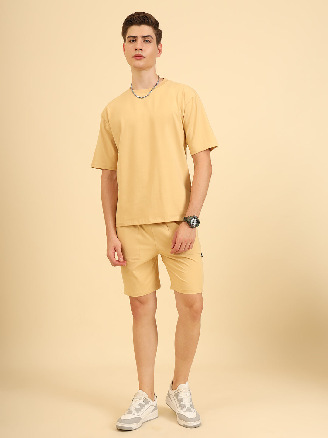 Perfect Pair Relaxed Fit Deo Soft Co Ord Set Beige