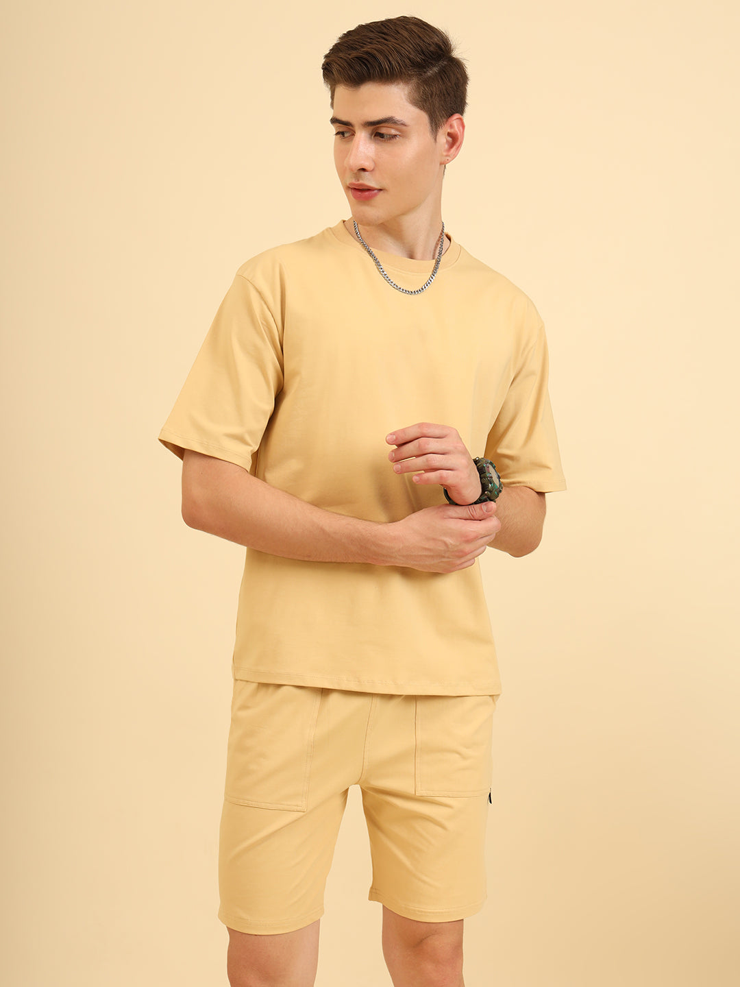 Perfect Pair Relaxed Fit Deo Soft Co Ord Set Beige