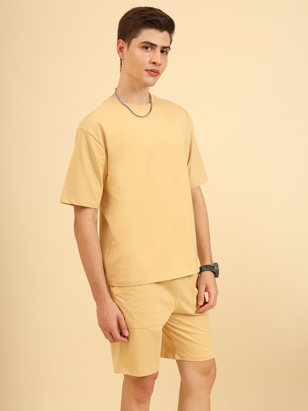 Perfect Pair Relaxed Fit Deo Soft Co Ord Set Beige