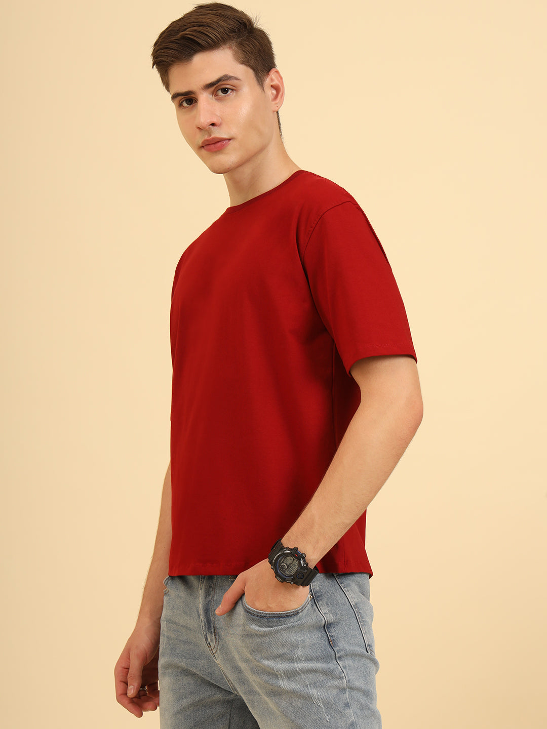 Oversize Simply Soft Fit T-Shirt Maroon