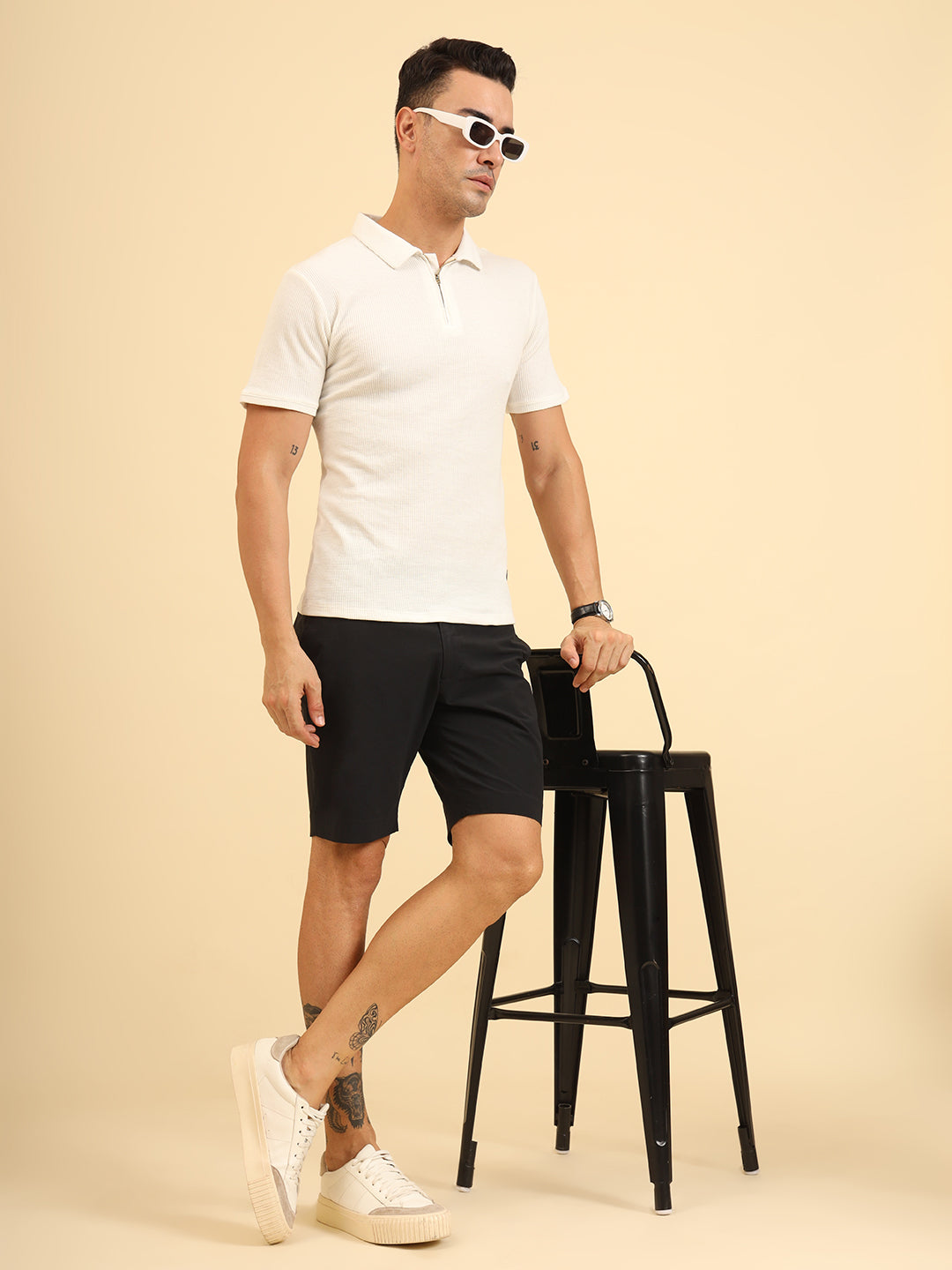 Refined Fit Polo Zipper T-Shirt White